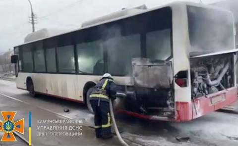 В Каменском произошло возгорание автобуса Днепродзержинск